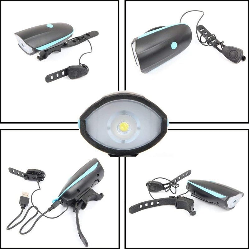 Rechargeable Front Bicycle And Scooter   And Scooter Light with Lithium Battery, Powerful LED Illumination, Built-in Siren, and 5 Multi-Sound Modes – by Abo Elgoukh & Maxlerz – Blue Color - Image 3